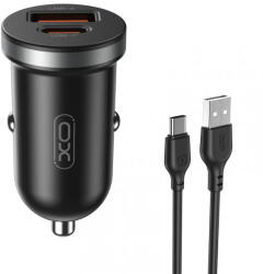 XO Incarcator Auto Cu Cablu USB-C XO Design CC56, 30W, 3A, 1 x USB-A - 1 x USB-C, Negru (inc/us/xo /cc/30/3a/1x/1x/ne)