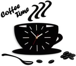 ModernClock Dekoratív falióra, Modern Clock Coffee Time, akrilüveg, fekete, 64x43cm