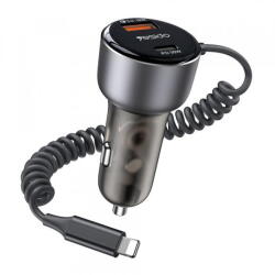 YESIDO Incarcator Auto Cu Fir Lightning Yesido Y57, 50W, 3A, 1 x USB-A - 1 x USB-C, Negru (ysd/370180)