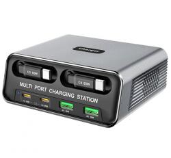  OEM Incarcator Statie Cu Cablu USB-C OEM WLX-60C, 130W, 2 x USB-A - 2 x USB-C, Gri (6608000876A)