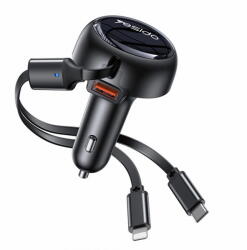 YESIDO Incarcator Auto Cu Cablu USB-C / Lightning Yesido Y61, 53W, 3A, 1 x USB-A, Negru (ysd/370183)