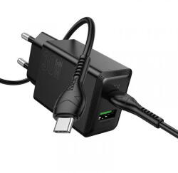 hoco. Incarcator Retea Cu Cablu USB-C HOCO N71, 30W, 3A, 1 x USB-A - 1 x USB-C, Negru (inc/li/hoc/n7/30/3a/1x/1x/ne)
