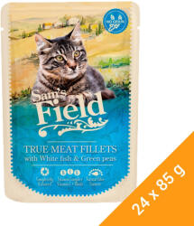 Sam's Field True Meat Fillets Gabonamentes Alutasakos Macskaeledel (Hal és Borsó) - 24x85 g