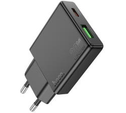 hoco. Incarcator Retea HOCO N38, 20W, 3A, 1 x USB-A - 1 x USB-C, Negru (inc/hoc/n3/20/3a/1x/1x/ne)