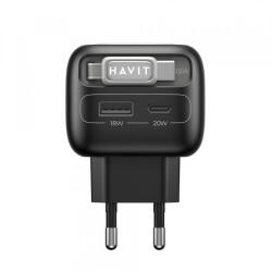 Havit Incarcator Retea Cu Cablu USB-C HAVIT UC251, 35W, 3A, 1 x USB-A - 1 x USB-C, Negru Gri (hav/370340)