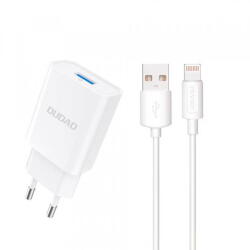 Dudao Incarcator Retea Cu Cablu Lightning Dudao A4EU, 10W, 2.1A, 1 x USB-A, Alb (inc/li/dud/a4/10/21/1x/al)