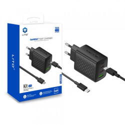 LITO Incarcator Retea Cu Cablu USB-C Lito LC25T, 65W, 3.25A, 1 x USB-A - 2 x USB-C, Negru (inc/372346)