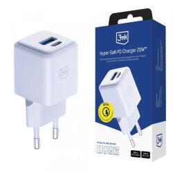 3mk Protection Incarcator Retea 3MK Hyper, 20W, 3A, 1 x USB-A - 1 x USB-C, Alb (inc/372186)