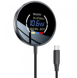 YESIDO Incarcator Retea Wireless Yesido DS28 Display, 15W, 1.67A, Negru (ysd/370212)