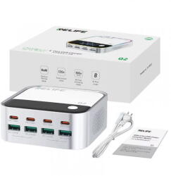 Relife Incarcator Statie Relife Q2, 120W, 5A, 4 x USB-A - 4 x USB-C, Argintiu (inc/rel/q2/12/5a/4x/4x/al)