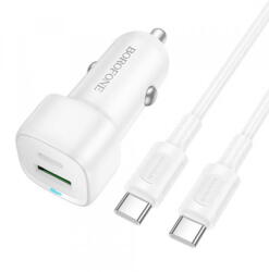 BOROFONE Incarcator Auto Cu Cablu USB-C Borofone BZ34B Cloud, 20W, 3A, 1 x USB-A - 1 x USB-C, Alb (br/370027)