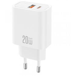 XO Incarcator Retea XO Design CE40, 20W, 3A, 1 x USB-A - 1 x USB-C, Alb (inc/xo /ce/20/3a/1x/1x/al)