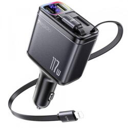 YESIDO Incarcator Auto Cu Cablu USB-C / Lightning Yesido Y63 Display, 117W, 3A, 1 x USB-A - 1 x USB-C, Gri (ysd/370184)