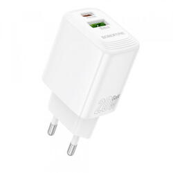 BOROFONE Incarcator Retea Borofone BN27 Fuente, 20W, 3A, 1 x USB-A - 1 x USB-C, Alb (br/370075)