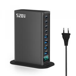  OEM Incarcator Statie OEM, 520W, 5A, 4 x USB-A - 4 x USB-C, Gri (inc/oem/52/5a/4x/4x/gr)