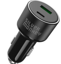 Silver Monkey Incarcator Auto Silver Monkey SMA014, 100W, 3A, 1 x USB-A - 1 x USB-C, Negru (inc/wzk/si/10/3a/1x/1x/ne)
