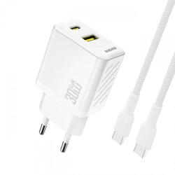 Dudao Incarcator Retea Cu Cablu USB-C Dudao A27TCEU, 30W, 1 x USB-A - 1 x USB-C, Alb (inc/us/dud/a2/30/1x/1x/al)