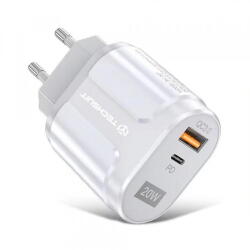 Techsuit Incarcator Retea Techsuit Premium, 20W, 3A, 1 x USB-A - 1 x USB-C, Alb (inc/tec/pr/20/3a/1x/1x/al)