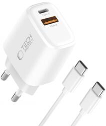 Tech-Protect Incarcator Retea Cu Cablu USB-C Tech-Protect NCA20, 20W, 3A, 1 x USB-A - 1 x USB-C, Alb (inc/us/tec/nc/20/3a/1x/1x/al)