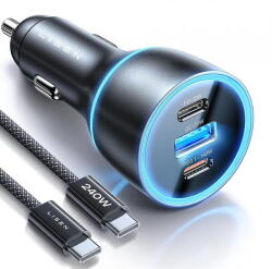Lisen Incarcator Auto Cu Cablu USB-C Lisen, 170W, 5A, 1 x USB-A - 2 x USB-C, Negru YL0224010001 (lis/374549)