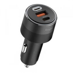 Ringke Incarcator Auto Ringke, 30W, 3A, 1 x USB-A - 2 x USB-C, Negru (inc/372145)