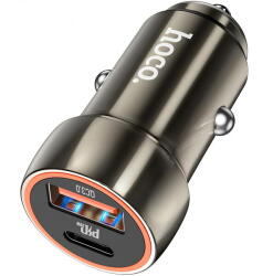 hoco. Incarcator Auto HOCO Z46A, 20W, 3A, 1 x USB-A - 1 x USB-C, Gri (inc/hoc/z4/20/4a/1x/1x/gr)