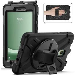 Gigapack defender műanyag tabletvédő, ütésállóság, kitámasztó, 360° + kézpánt, fekete, kompatibilis: Samsung Galaxy Tab Active 5 WIFI, SM-X300, / Galaxy Tab Active 5 LTE, SM-X306B