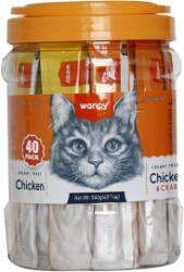 Wanpy Recompense cremoase pentru pisici Wanpy, Mix pui si pui cu crab, 40 x 14g (WP87188)