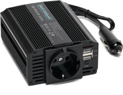 TYPEC Invertor Auto 12V la 220V 300W OVERMUST, Priză AC 220V, 2 Porturi USB 2.1A, Ventilator Inteligent Silențios, Încărcare Simultană 3 Dispozitive, Protecție la Supratensiune și Scurtcircuit