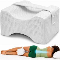 Linomag Perna Ortopedica pentru Genunchi si Picioare cu Banda de fixare, Linomag®, din Spuma cu Memorie, Suport Ergonomic pentru Alinierea Coloanei, Soldurilor si Genunchilor, Reduce Presiunea Articulara, Hus