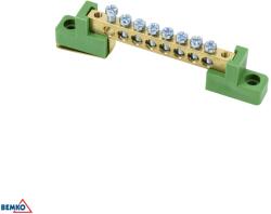 Schelinger 6X9 lapos szigetelőkre való zöld sorkapocs, 8 kapocs, 63A, 500V BM-A18-TBJ-6X09-08P-ZI (BM-A18-TBJ-6X09-08P-ZI)