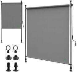 VOUNOT Függőleges Napellenző 120x310 cm, Kültéri Roló Erkélyre és Teraszra, UV-védelem, Vízálló, Tekerős Árnyékoló, Szürke