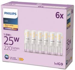 Philips LED Izzó G9 Foglalat, 25W Halogén Kiváltó, Meleg Fehér Fény 2700K, 6 db-os Csomag, Új Generáció
