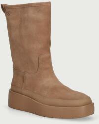 Calvin Klein bokacsizma platformos női velúr FLATFORM MID BOOT SUEDE WL - bézs Női 36