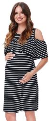 9fashion Weba csíkos kismama ruha, fekete-fehér, S