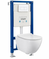  VISAM DUO FIX | Beépíthető WC tartály szett | OPTIMO rimless perem nélküli fehér fali WC-vel - Soft Close ülőkével és fehér nyomólappal | SET010 (SET10)