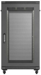 Lanberg FF01-6022-23B 19" 22U SZÉL: 600mm MÉLY: 1000mm MAG: 1200mm lapraszerelt hálós fémajtós fekete szerver szekrény - 3bnetwork