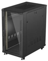 Lanberg FF01-6022-12B 19" 22U SZÉL: 600mm MÉLY: 1000mm MAG: 1200mm lapraszerelt üvegajtós fekete szerver szekrény - 3bnetwork