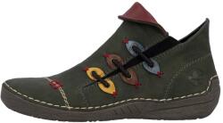 RIEKER Ghete dama, verde, casual, piele ecologica, cu talpa joasa, Rieker 72581-54-Verde (Marime: 37) (72581-54-Verde-37)