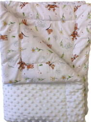  Minky töltött babatakaró bambi a réten+ fehér minky 75x100cm