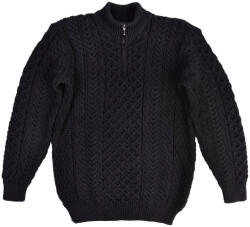 Vlnka Pulover din lână Merino bărbătesc cu fermoar, negru mărimi îmbrăcăminte M (5-51547-M)