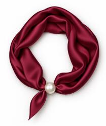 Shopika Esarfa colier satinata cu perla decorativa si inchidere magnetica, bordo