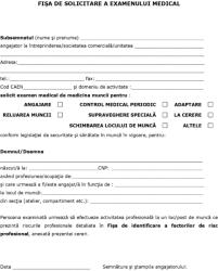  Fisa solicitare examen medical pentru angajare