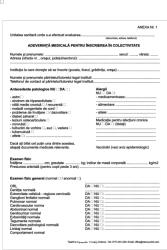  Adeverinta medicala pentru intrarea inscrierea in colectivite