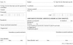  Adeverinta pentru Asistenta Medicala de Urgenta