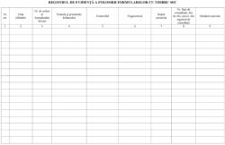  Registru de evidenta a folosirii formularelor cu timbru sec