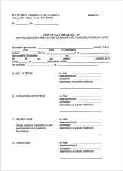 Certificat medical tip A B C D E F pentru constatarea starii de sanatate a conducatorilor auto