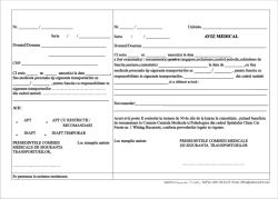  Aviz medical (pentru angajare) autocopiativ 4exemplare