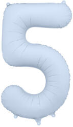  PartyDeco Szám Fólia Lufi, 5-ös Szám, Világoskék, 86 cm (FB1T-5-093)