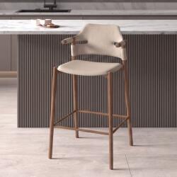AC Atelier Scaun de bar modern cu sezut si spatar din piele regenerata Sand (AC 4253)